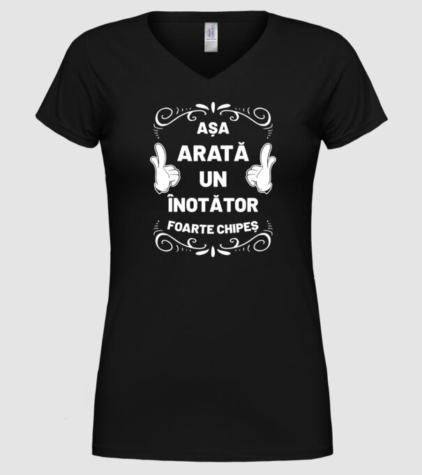 Așa arată un ÎNOTĂTOR foarte chipeș model negru pe tricou