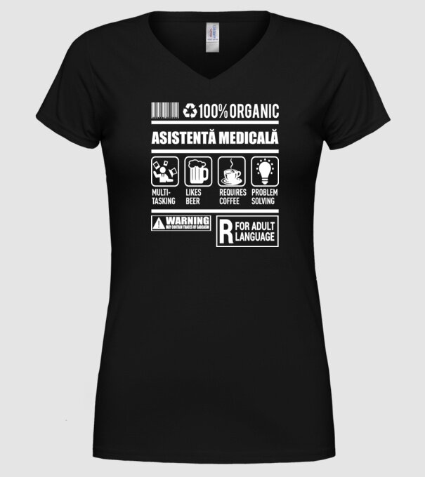 ASISTENTĂ MEDICALĂ model negru pe tricou