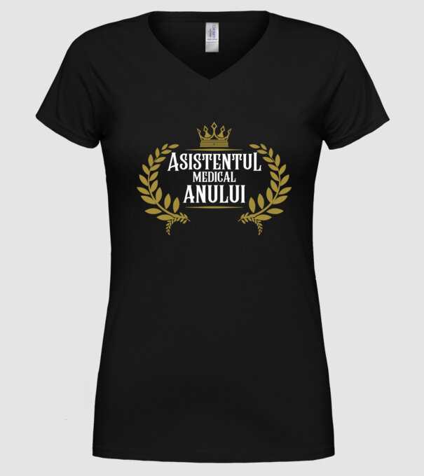 Asistentul medical al anului model negru pe tricou
