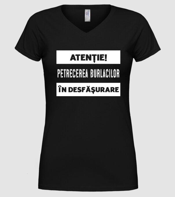 atenție! petrecerea burlacilor în desfășurare model negru pe tricou