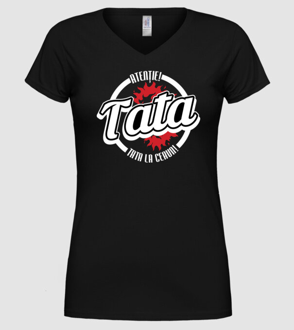 Atenție! Tata la ceaun! model negru pe tricou