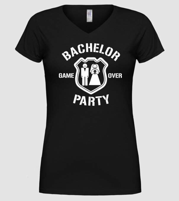 Bachelor Party Game Over model negru pe tricou