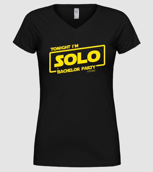 Bachelor Party Solo model negru pe tricou