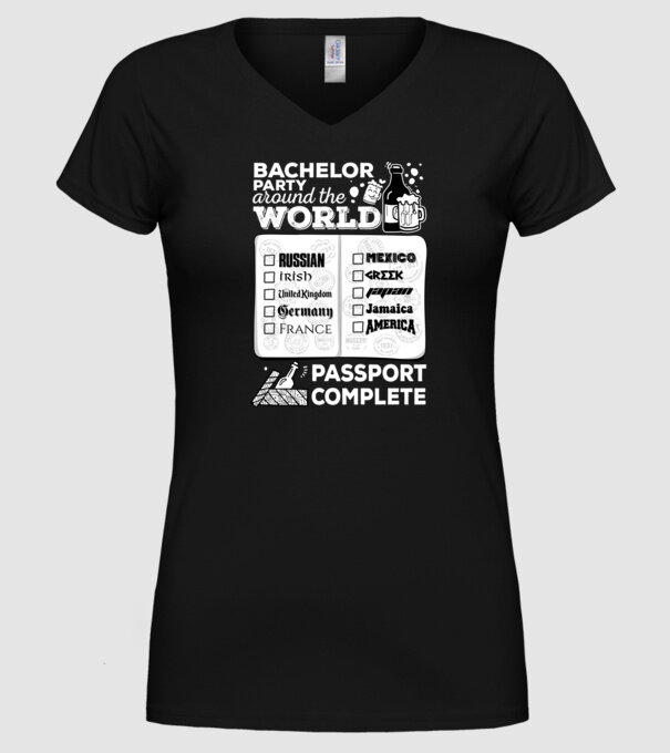 Bachelor Party World tour model negru pe tricou