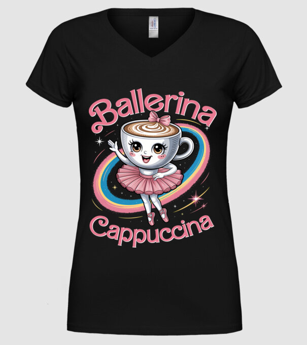 Ballerina Cappuccina model negru pe tricou