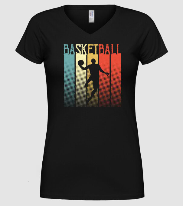 basketball vintage model negru pe tricou