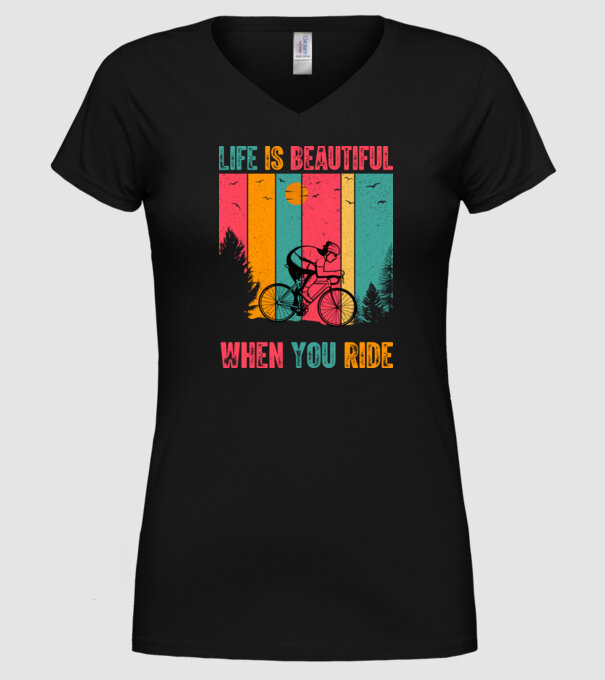 Beautiful ride model negru pe tricou