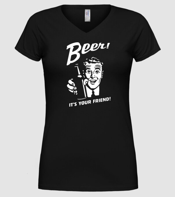 beer is your friend model negru pe tricou