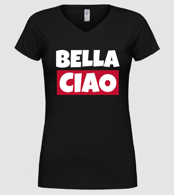 bella ciao logo model negru pe tricou