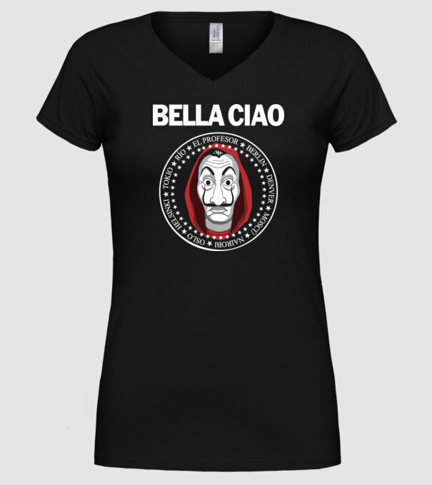 bella ciao stroke white model negru pe tricou
