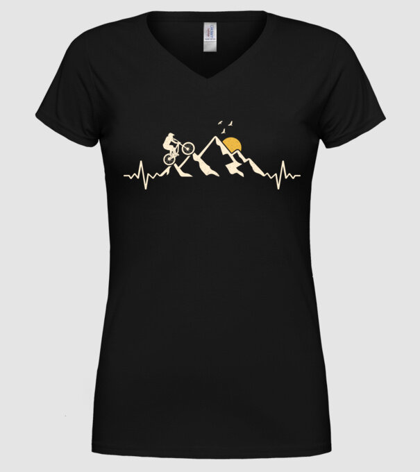 Bike heartbeat model negru pe tricou