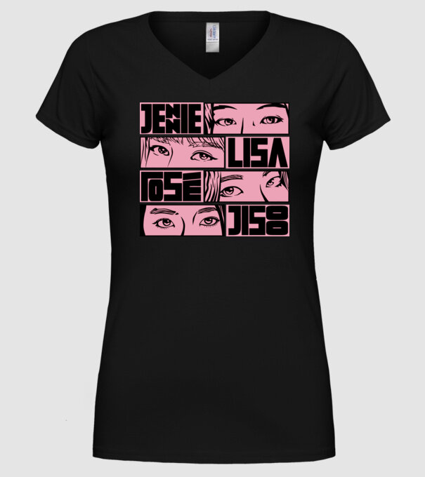 BlackPink manga model negru pe tricou