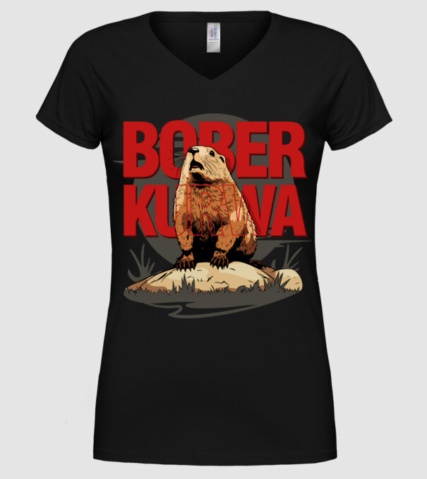 BOBER model negru pe tricou