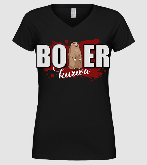 Bober Kurwa model negru pe tricou