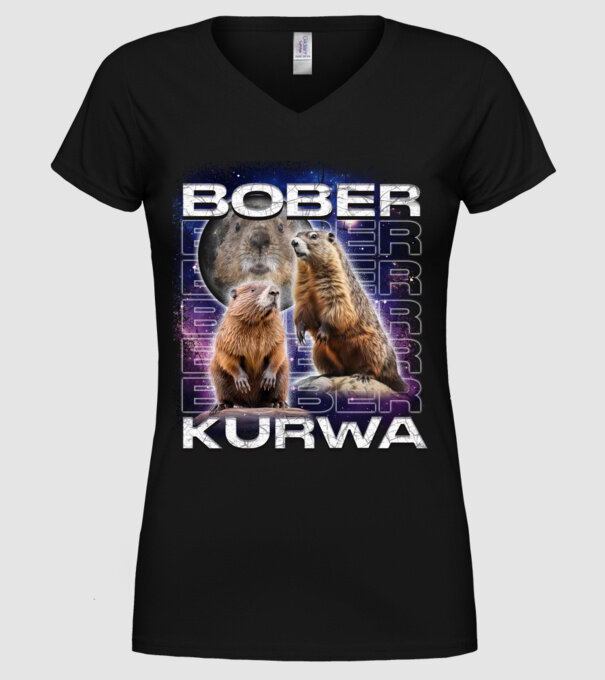 Bóber Kurwa universe model negru pe tricou