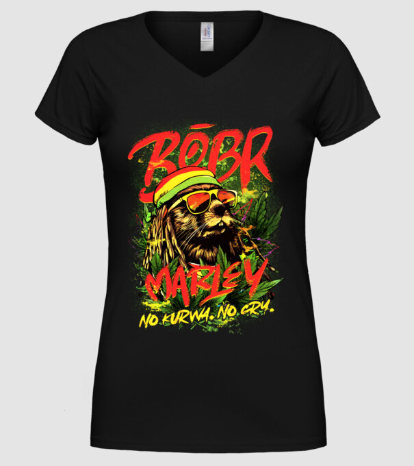 BÓBR MARLEY model negru pe tricou