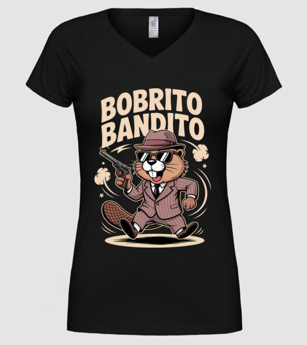 Bobrito Bandito model negru pe tricou