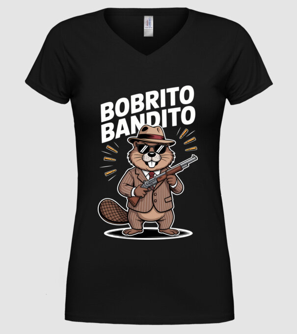 Bobrito Bandito model negru pe tricou
