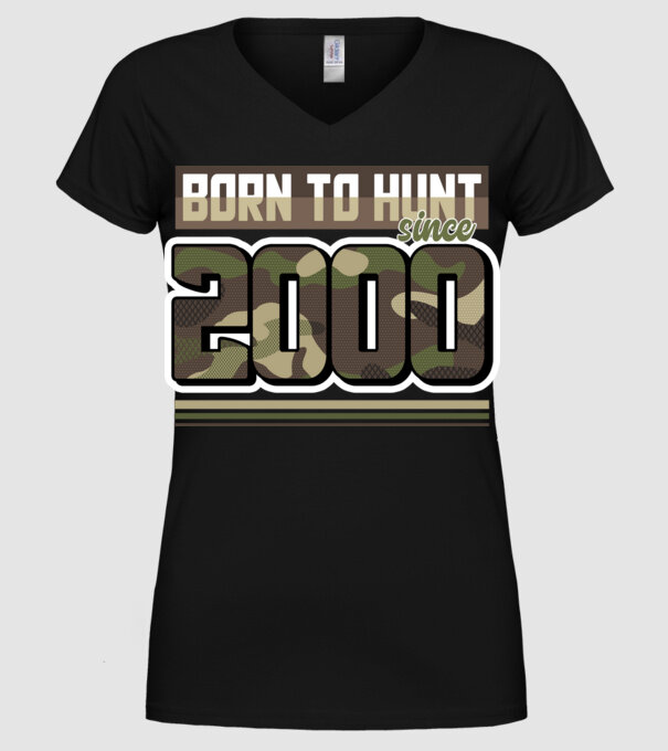 Born to hunt since 2000 model negru pe tricou