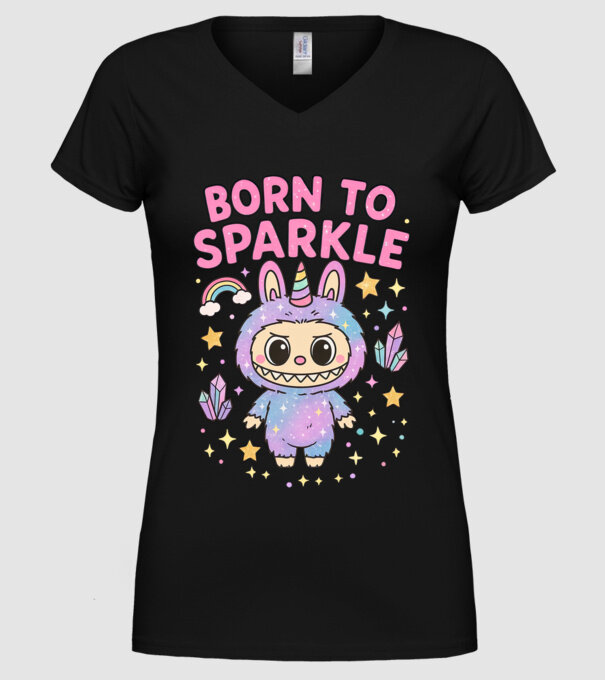 Born to sparkle model negru pe tricou