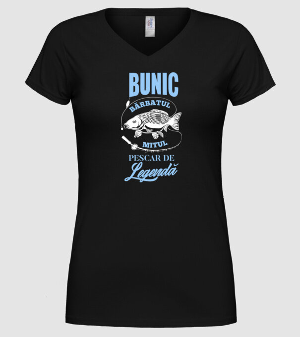 Bunic - bărbatul, mitul, pescar de legendă model negru pe tricou