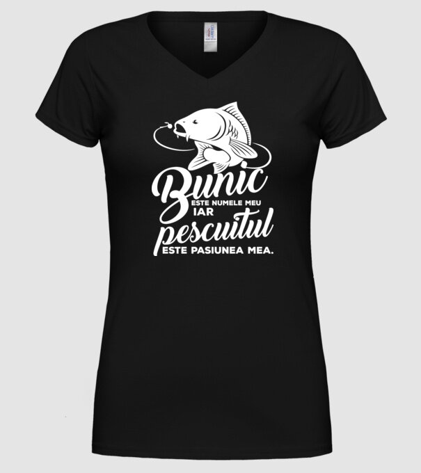Bunic este numele meu, iar pescuitul este pasiunea mea model negru pe tricou