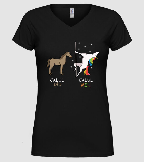 calul tău - calul meu model negru pe tricou