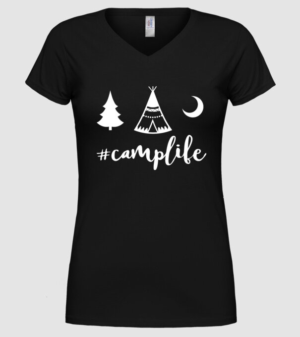 camplife model negru pe tricou