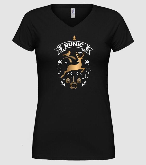 bunic christmas model negru pe tricou