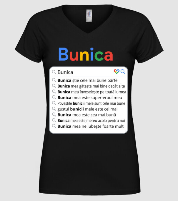 căutare Google Bunica model negru pe tricou