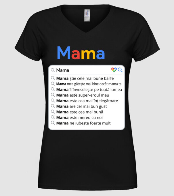 căutare Google Mama model negru pe tricou