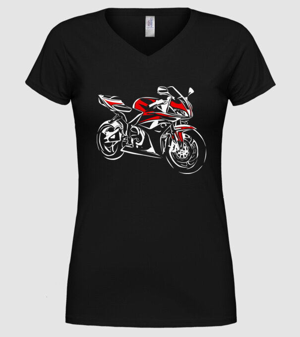 CBR600rr model negru pe tricou