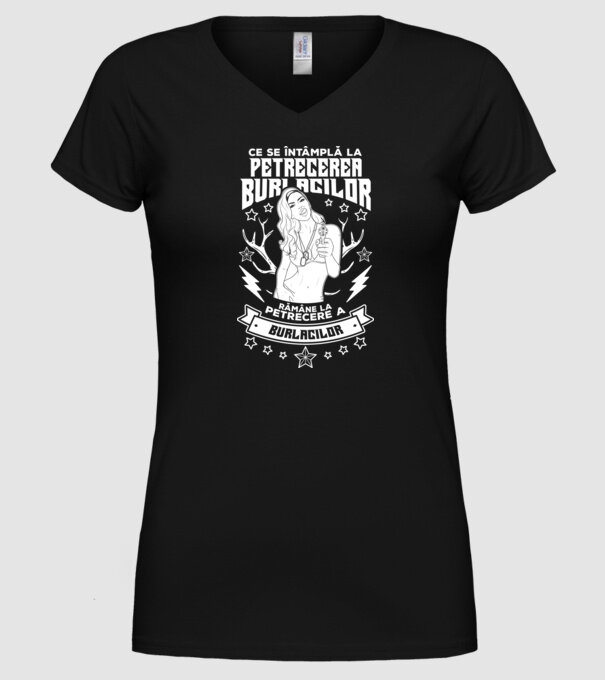 Ce se întâmplă la petrecerea burlacilor, rămâne la petrecere a burlacilor model negru pe tricou