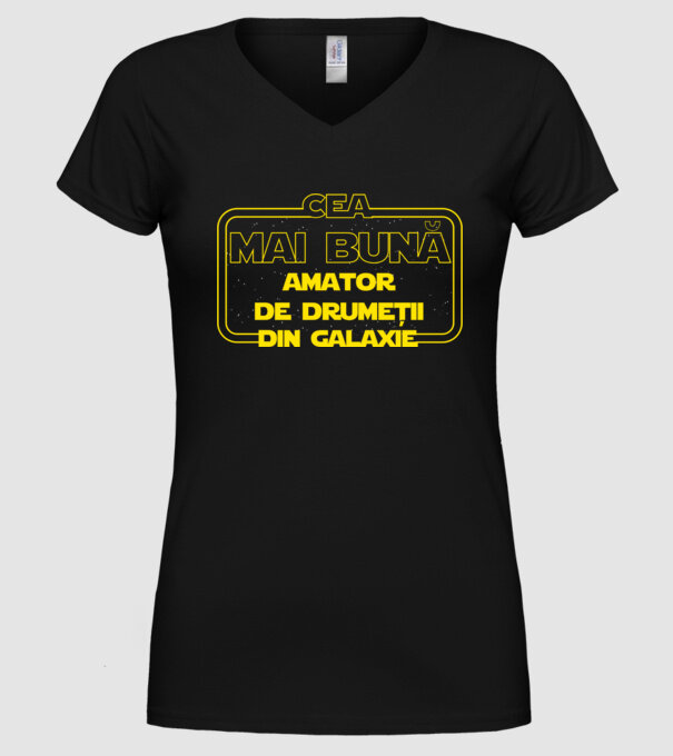 Cea mai bună amator de drumeții din galaxie model negru pe tricou