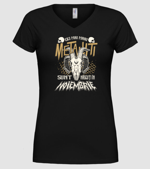 Cei mai mari metaliști sunt născuți în noiembrie. model negru pe tricou