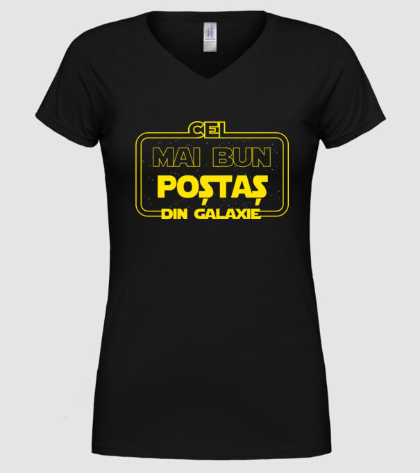 Cel mai bun poștaș din galaxie model negru pe tricou