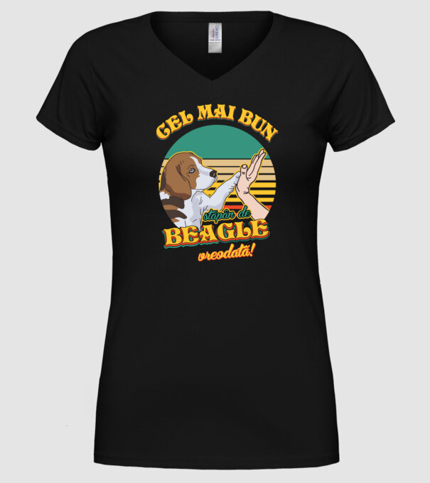 Cel mai bun stăpân de beagle vreodată! model negru pe tricou