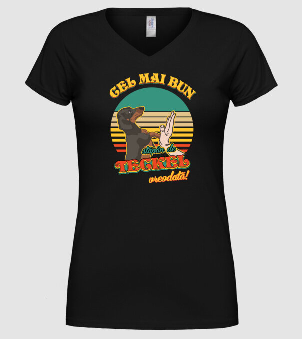 Cel mai bun stăpân de teckel vreodată! model negru pe tricou