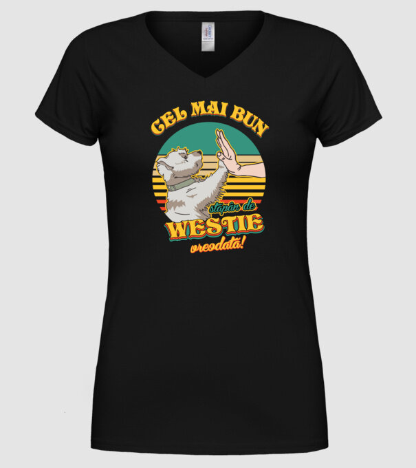 Cel mai bun stăpân de westie vreodată! model negru pe tricou