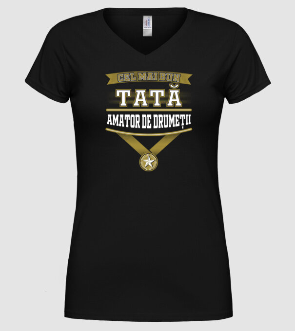 Cel mai bun tată amator de drumeții model negru pe tricou