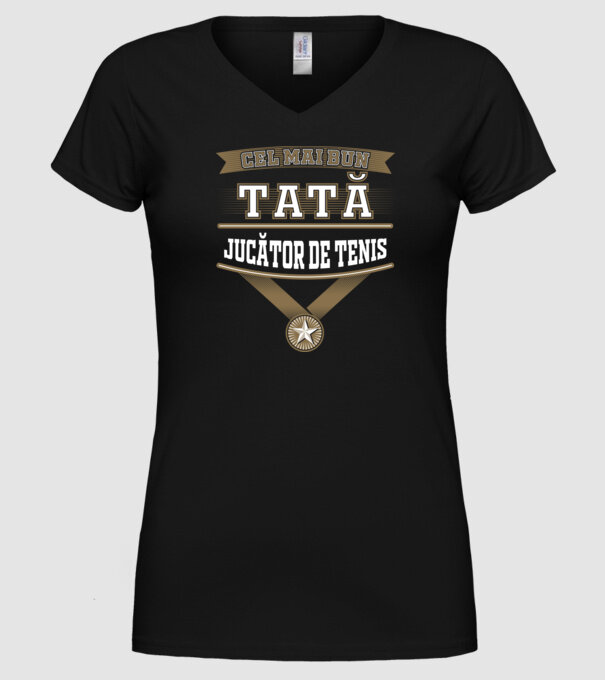 Cel mai bun tată jucător de tenis model negru pe tricou