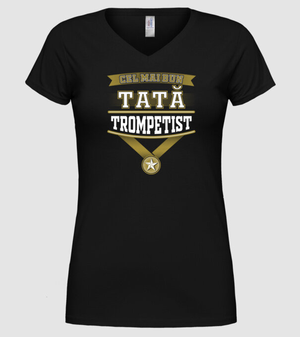 Cel mai bun tată trompetist model negru pe tricou
