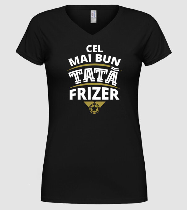 Cel mai bun tată frizer model negru pe tricou