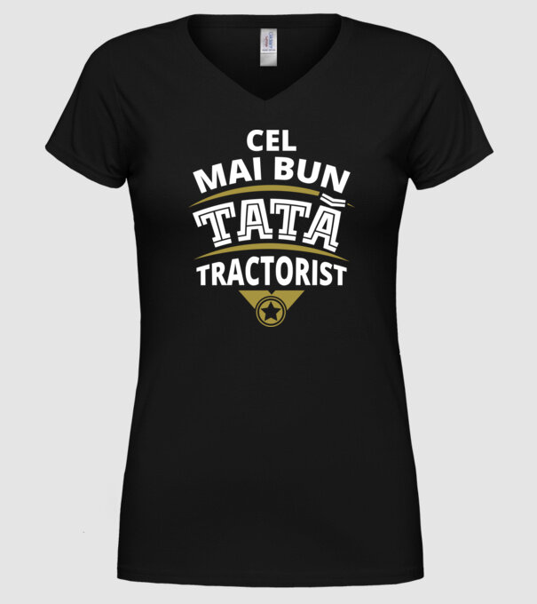 Cel mai bun tată tractorist model negru pe tricou