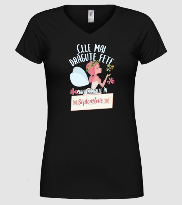 Cele mai drăguțe fete sunt născute în septembrie. model negru pe tricou