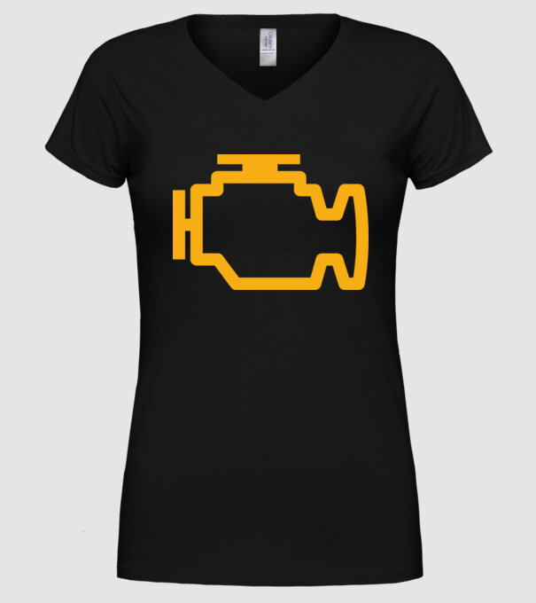 check engine model negru pe tricou