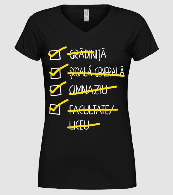 Cheklist educație - Facultate negru model negru pe tricou