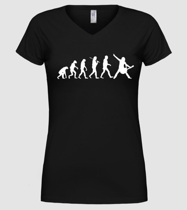 Chitară evoluție model negru pe tricou