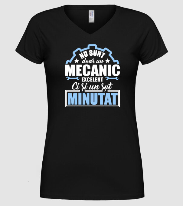 Nu sunt doar un mecanic excelent, ci și un soț minunat! model negru pe tricou