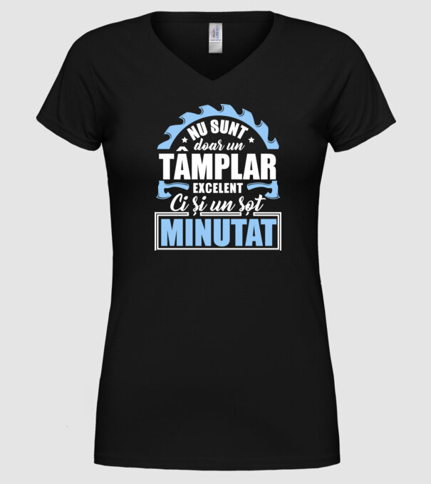 Nu sunt doar un tâmplar excelent, ci și un soț minunat! model negru pe tricou